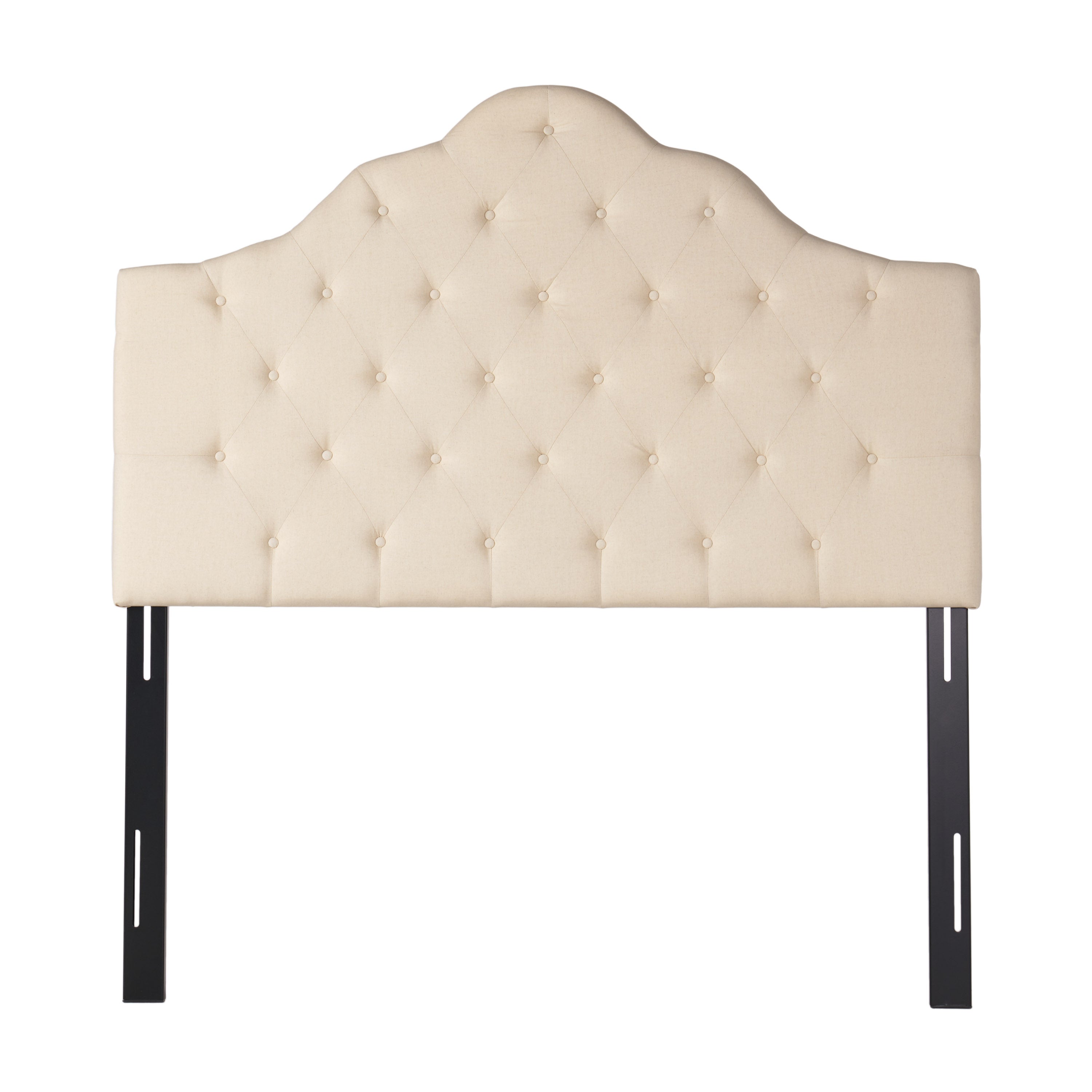 Orlban Contemporary Button Tufted Beige Fabric Queen/Full Headboard