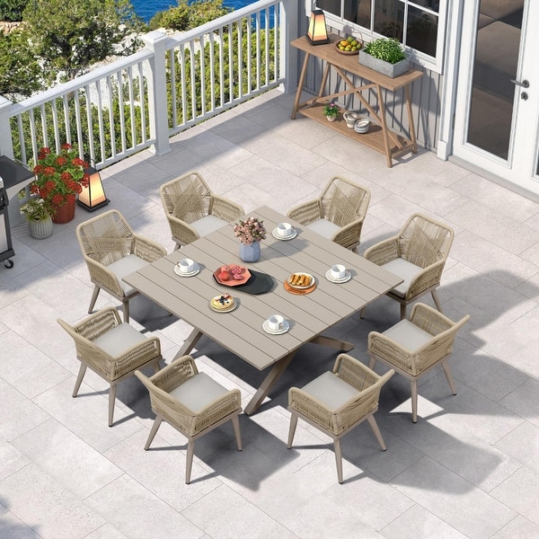 PURPLE LEAF PE Rattan Outdoor Dining Set with All Aluminum Frame