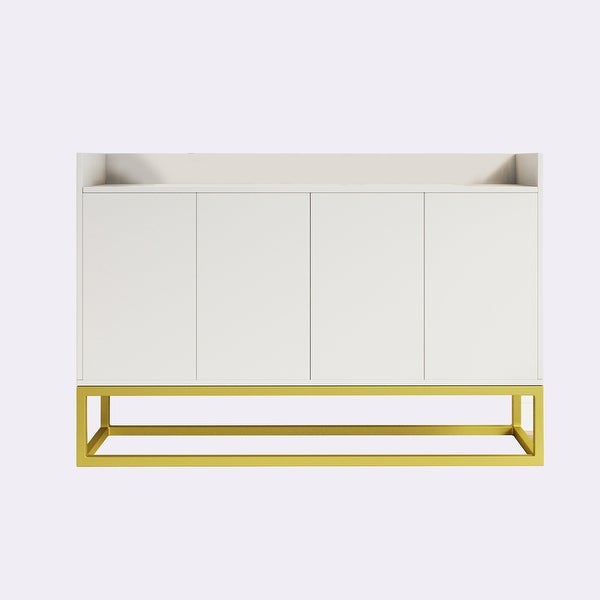 4-Door Storage Cabinet with Square Metal Legs