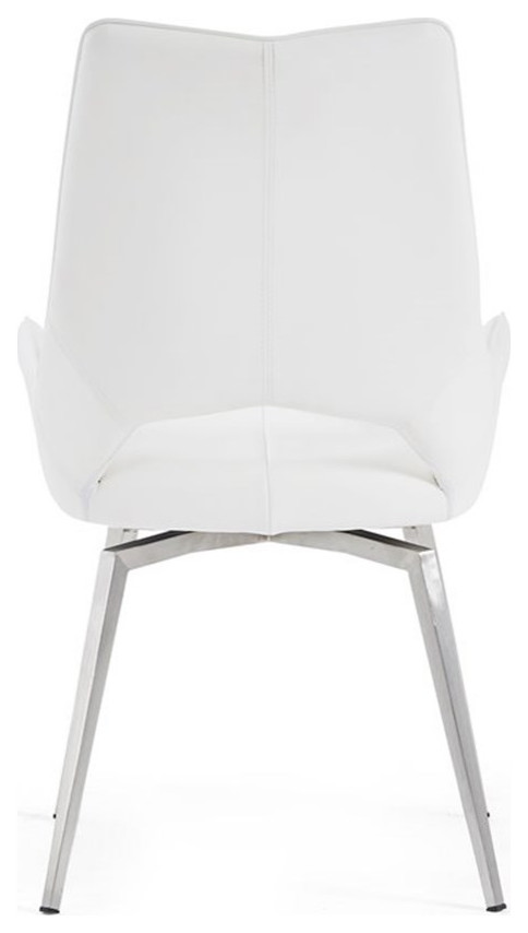 Global Furniture USA 19 quotFaux Leather and Metal Dining Chair in White (Set of 2)   Midcentury   Dining Chairs   by Homesquare  Houzz