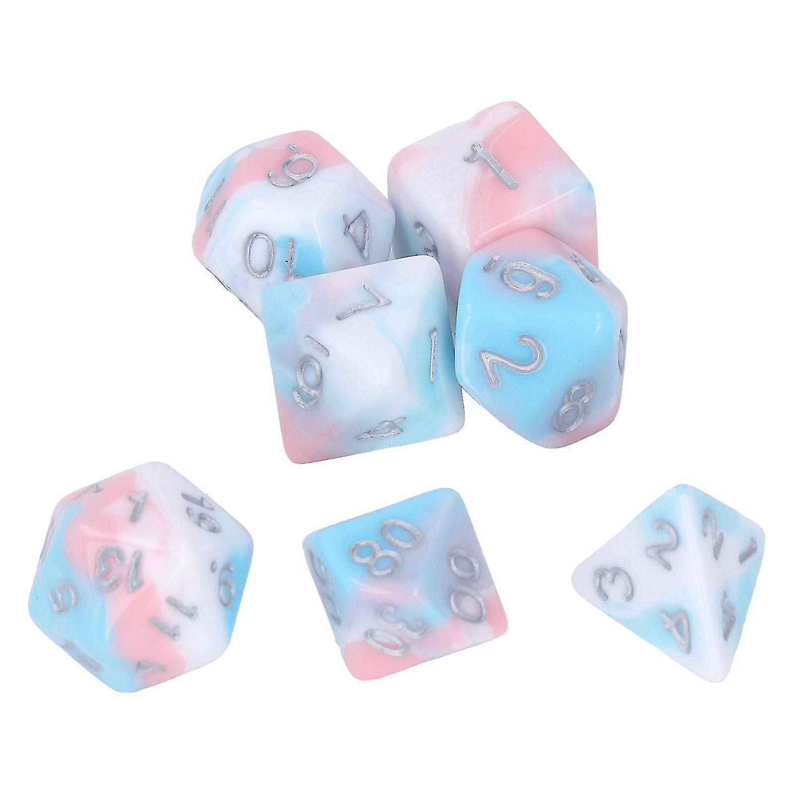 7pcs Acrylic Role Playing Game Dice Men Women Portable Exquisite Polyhedral Dice Set for Bar Holiday Party Type 4