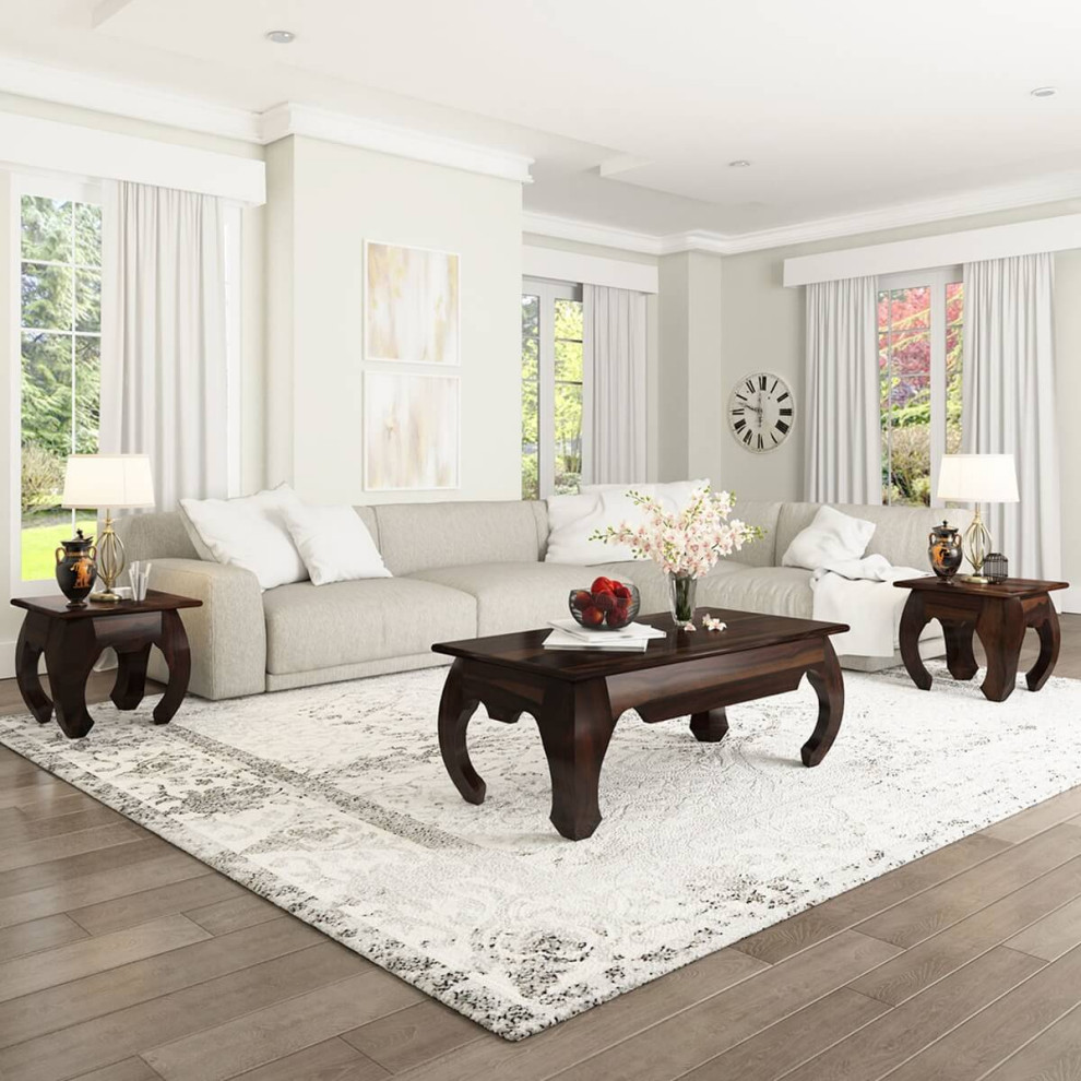 Santa Fe Rustic Solid Wood Coffee Table with 2 End Table Set   Transitional   Coffee Table Sets   by Sierra Living Concepts Inc  Houzz