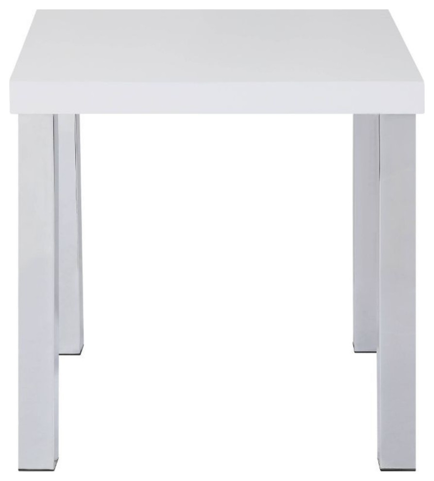 Ergode End Table White High Gloss and Chrome   Contemporary   Side Tables And End Tables   by VirVentures  Houzz