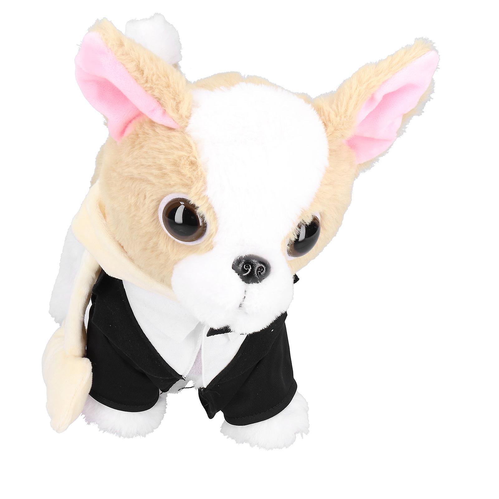 Electric Walking Singing Plush Dog Lifelike Lovely Interactive Dog Toy Children Giftblack Suit