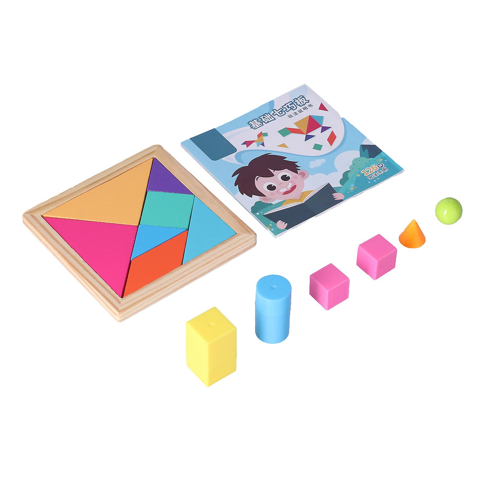 Kids Tangrams 3 In 1 Rounded Corners Delicate Polishing Stimulate Imagination Exercise Creativity Jigsaw Puzzle Toy