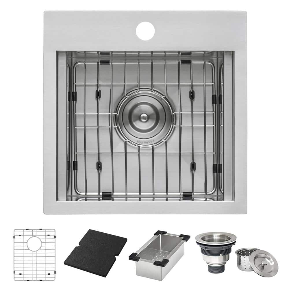 Ruvati 15 in. Single Bowl Workstation Drop-In Marine Grade Stainless Steel Outdoor Sink RVQ5215