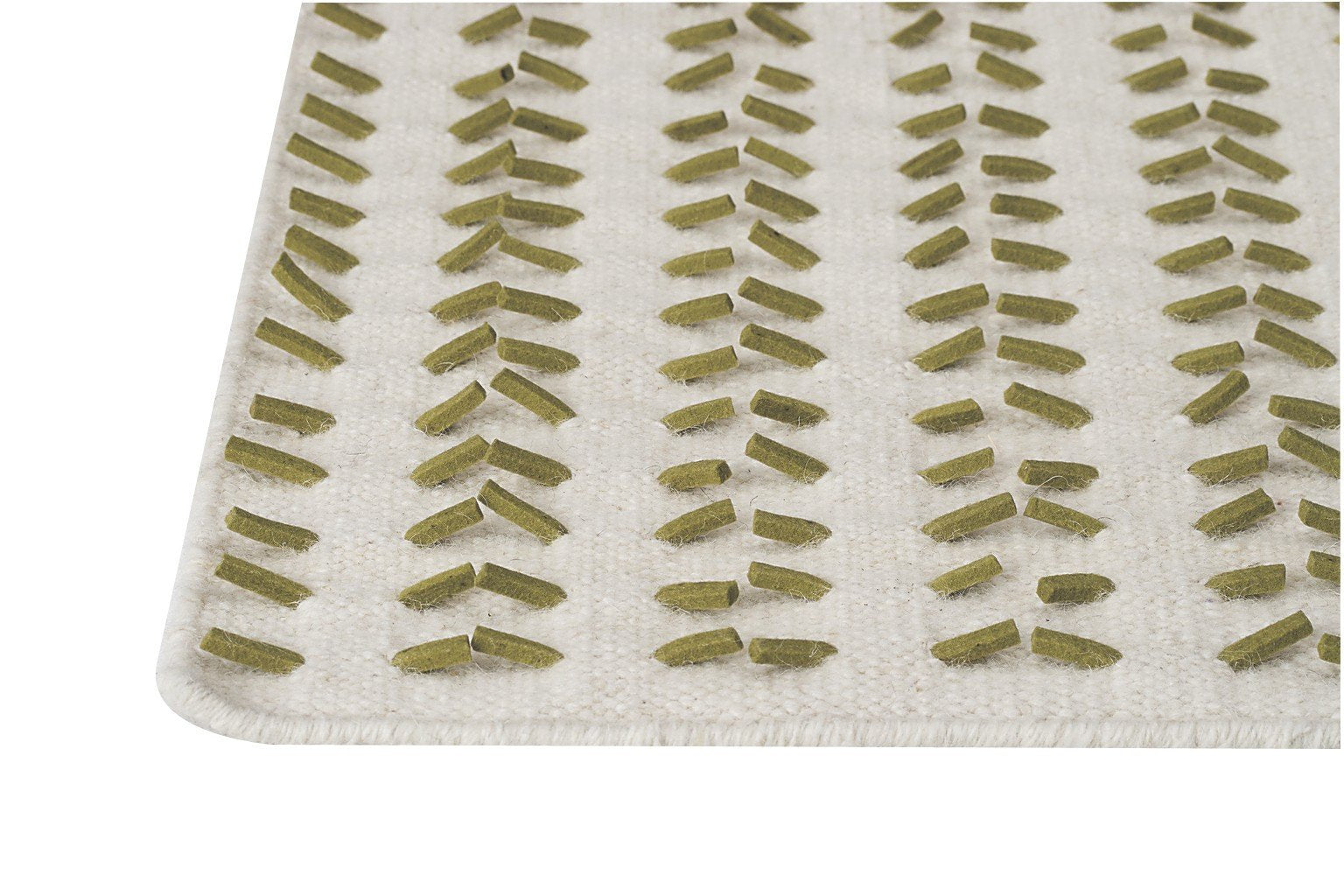 Palmdale Collection Hand Woven Wool and Felt Area Rug in White and Green