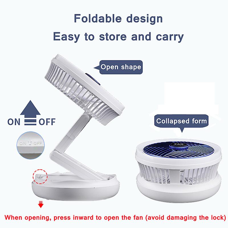 Usb Charging Foldable Table Fan Wall Mounted Hanging Ceiling Fan With Led Light 4 Speed Adjustable For Home Room Air Cooler Fan