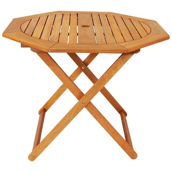 Sunnydaze Meranti Wood Octagon Outdoor Folding Patio Table