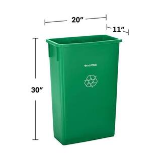 Alpine Industries 23 Gal. Green Waste Basket Commercial Trash Can 477-GRN