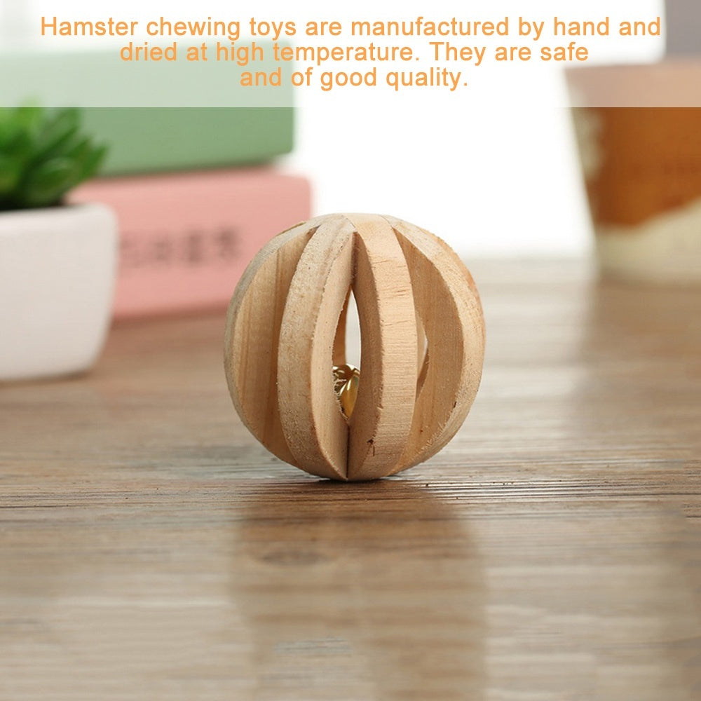 Willstar 5PCS Hamster Chew Toys Natural Wooden Play Toy Exercise Bell Roller Teeth Care Molar Toy for Bunny Rabbits Rats Gerbils and Other Small Pets