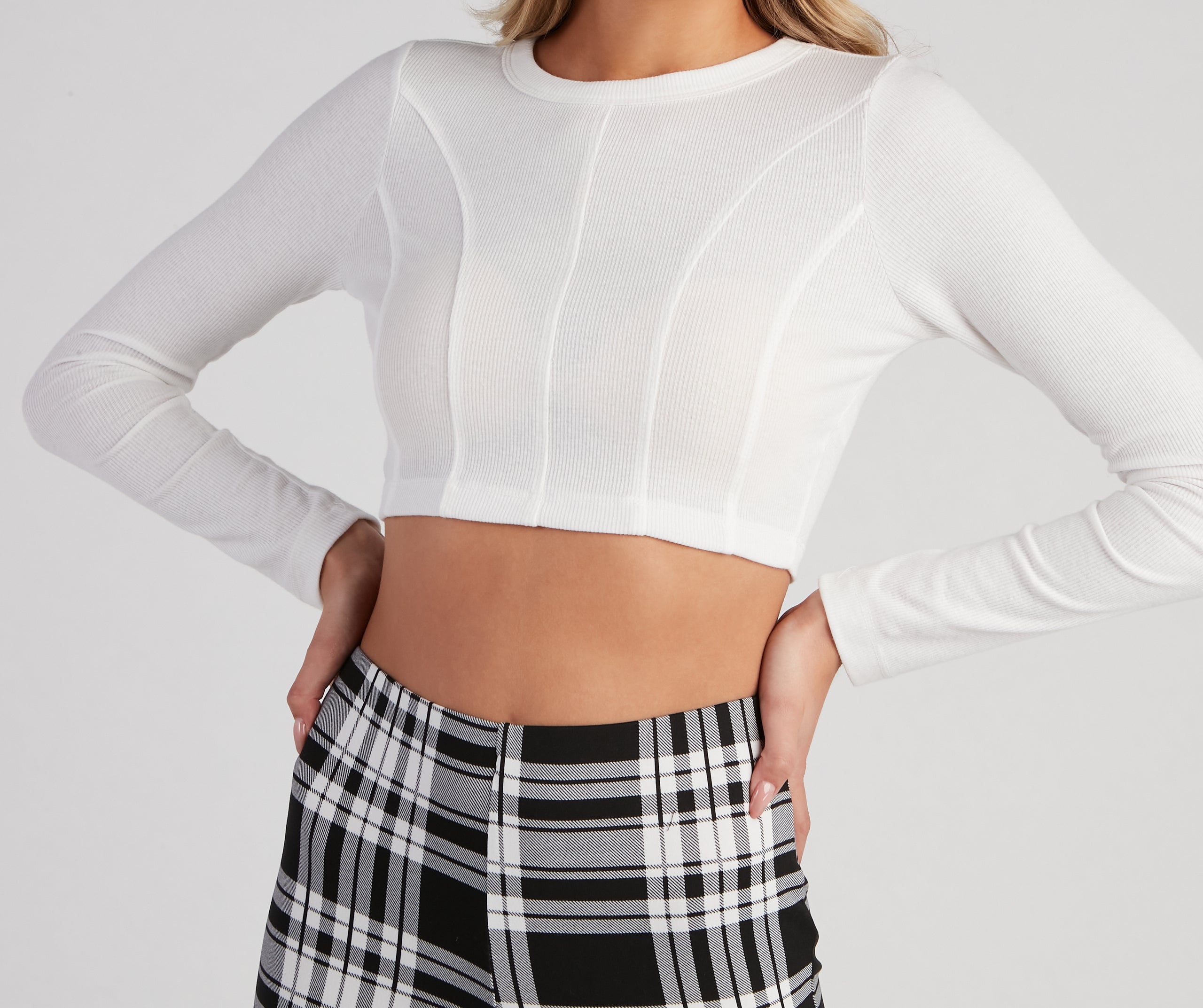 Trendy Basic Ribbed Knit Crop Top