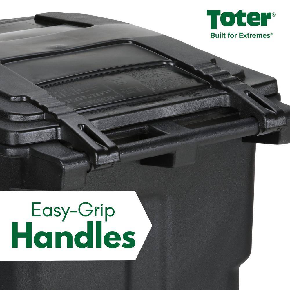 Toter 64 Gallon Black Rolling Outdoor GarbageTrash Can with Wheels and Attached Lid 79264-R2200