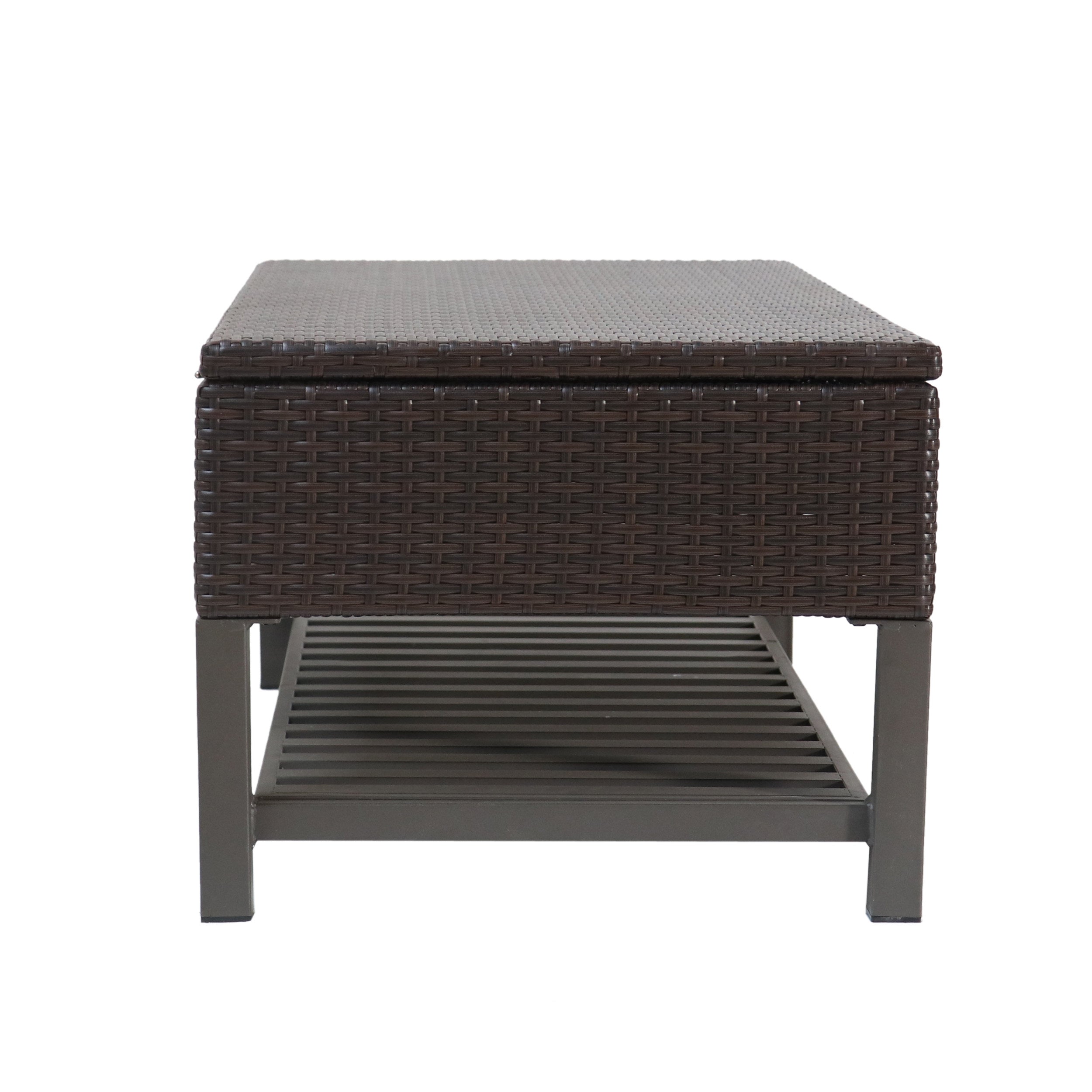 Martina Storage Bench with Rack, Wicker with Iron Frame