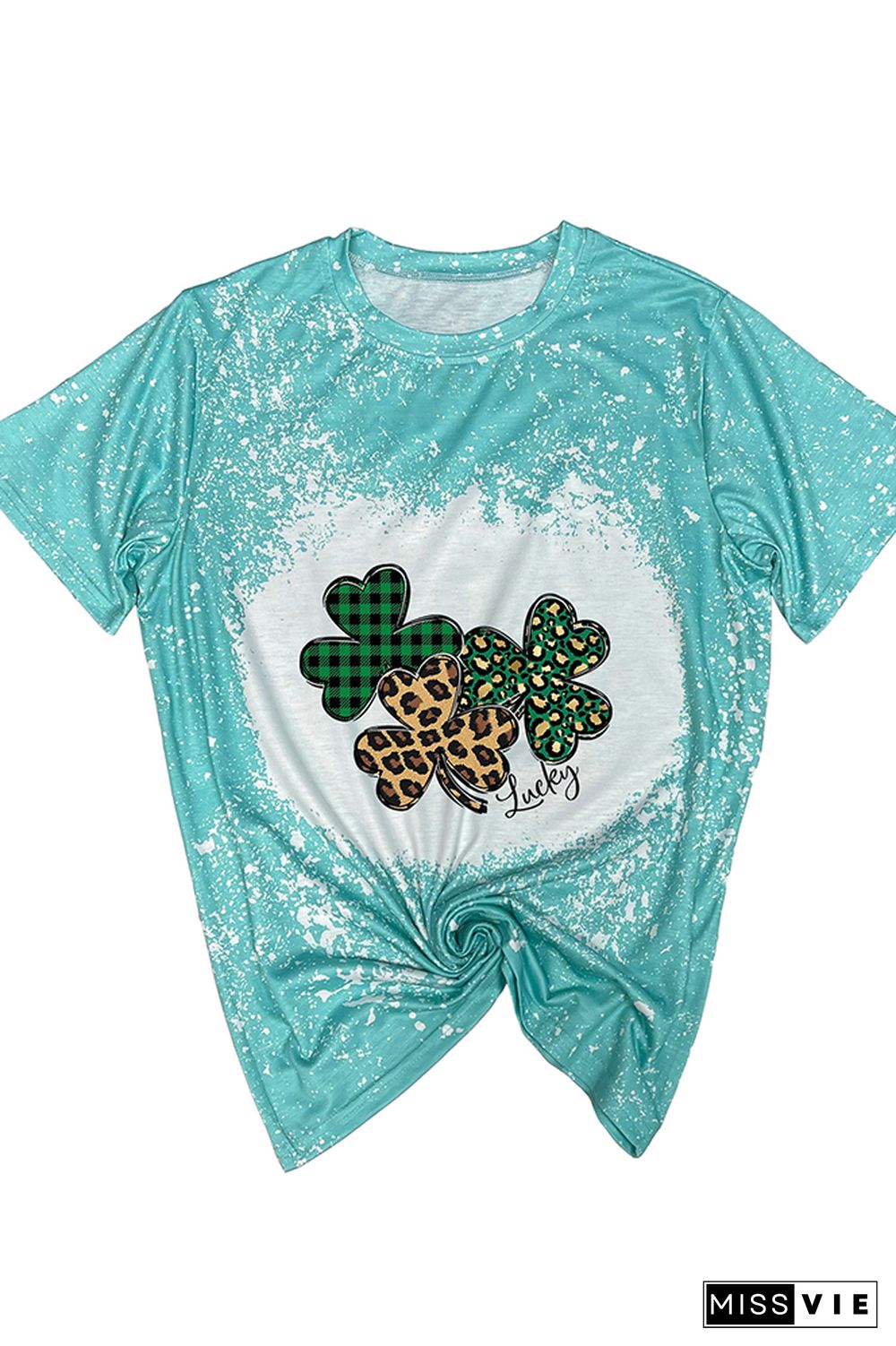 St Patricks Day Shirt,Leopard Shamrock Graphic Tee Wholesale