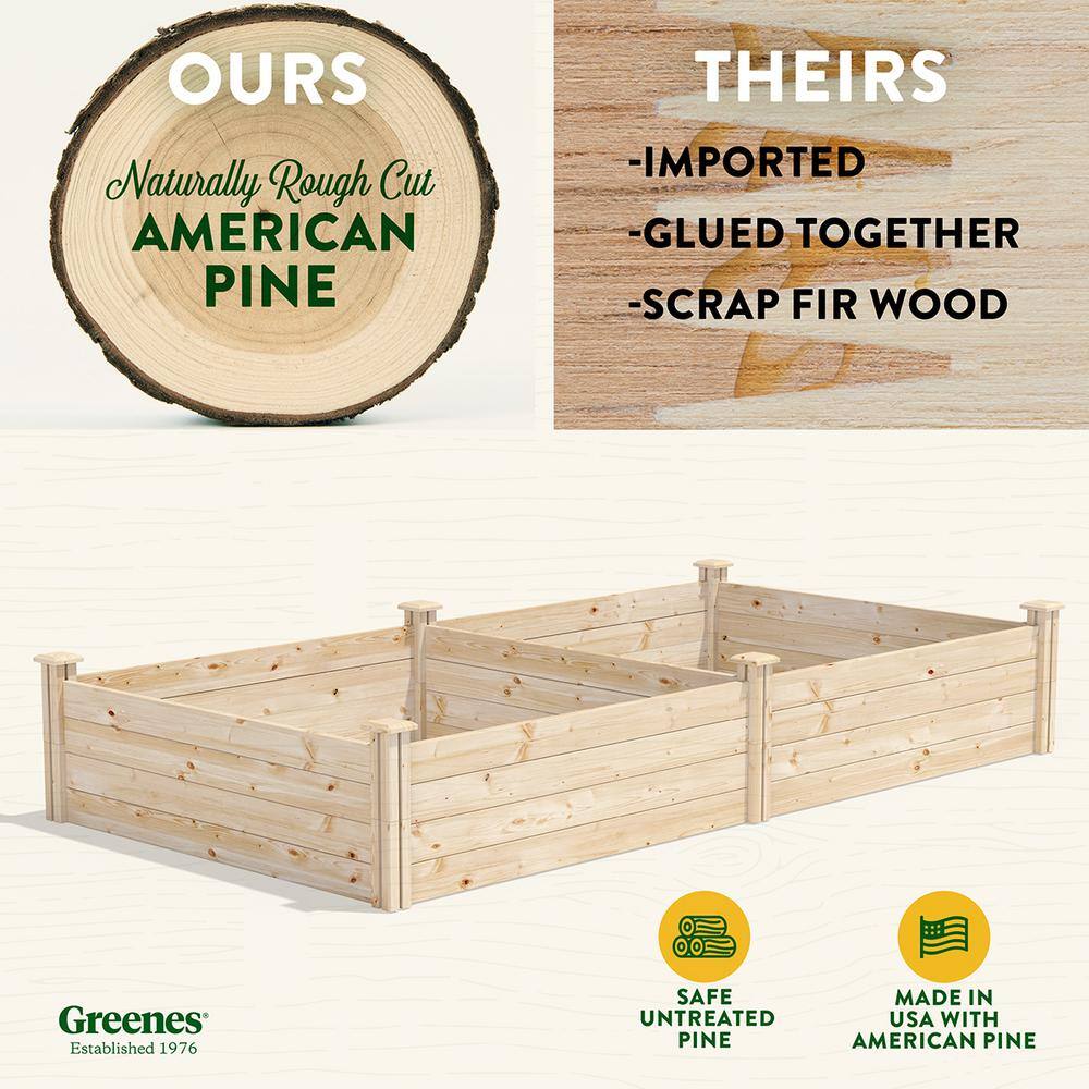 Greenes Fence 4 ft. x 8 ft. x 14 in. Original Pine Raised Garden Bed RCP12S28B
