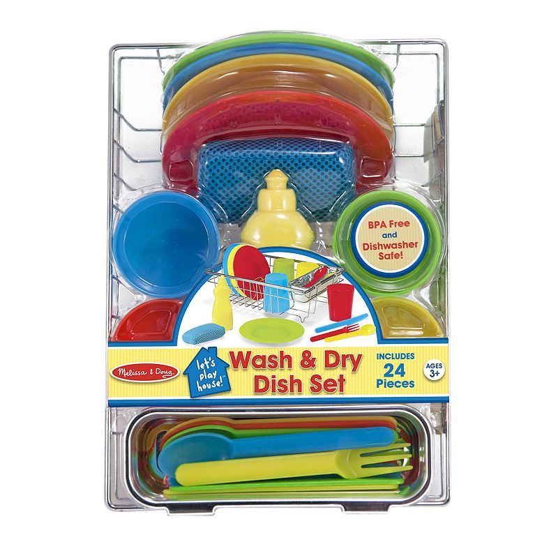 Melissa and Doug Let's Play House! Wash and Dry Dish Set