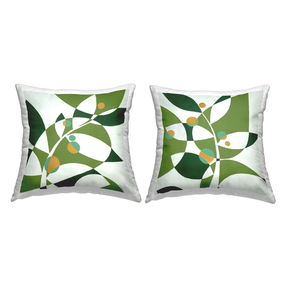 Stupell Green Abstract Plant Leaves Printed Throw Pillow Design by Liz Jardine (Set of 2)