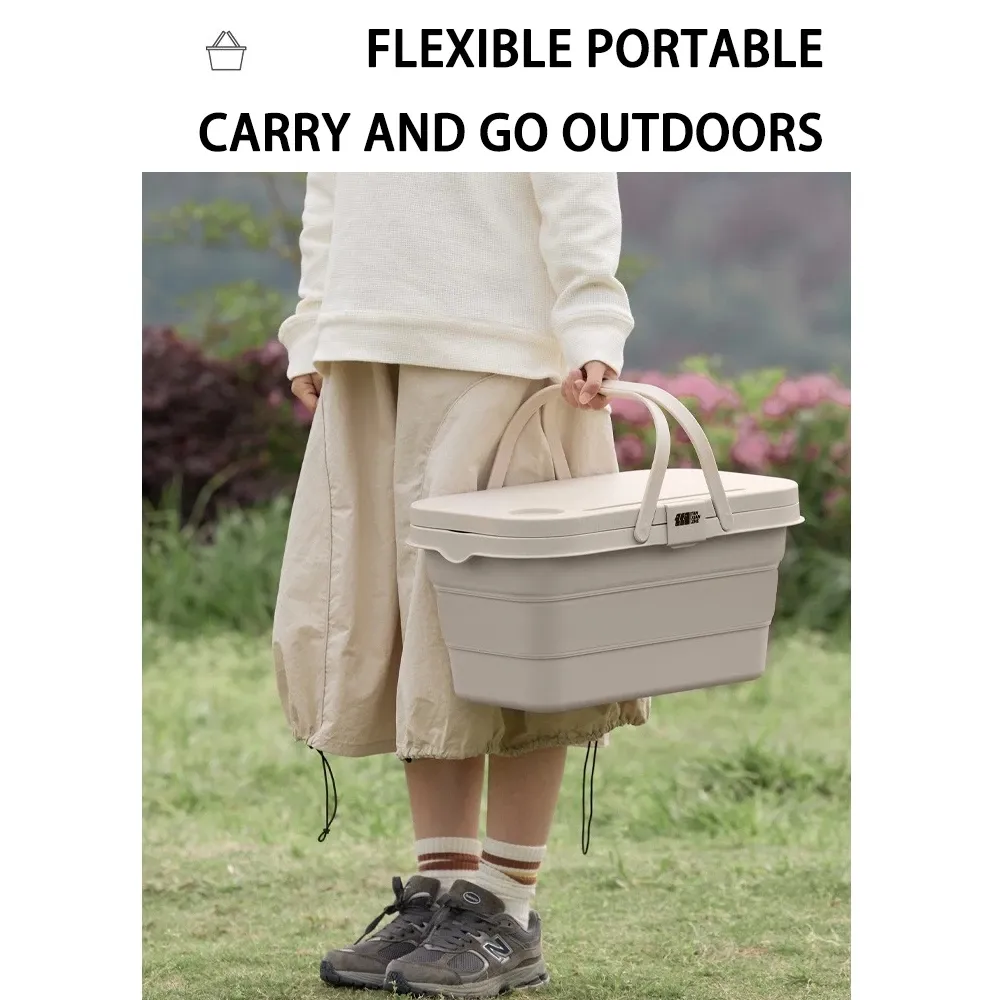 Folding Picnic Pouch Basket Camping Large Capacity Outdoor BBQ Fishing Aluminum Foil Storage Box Container