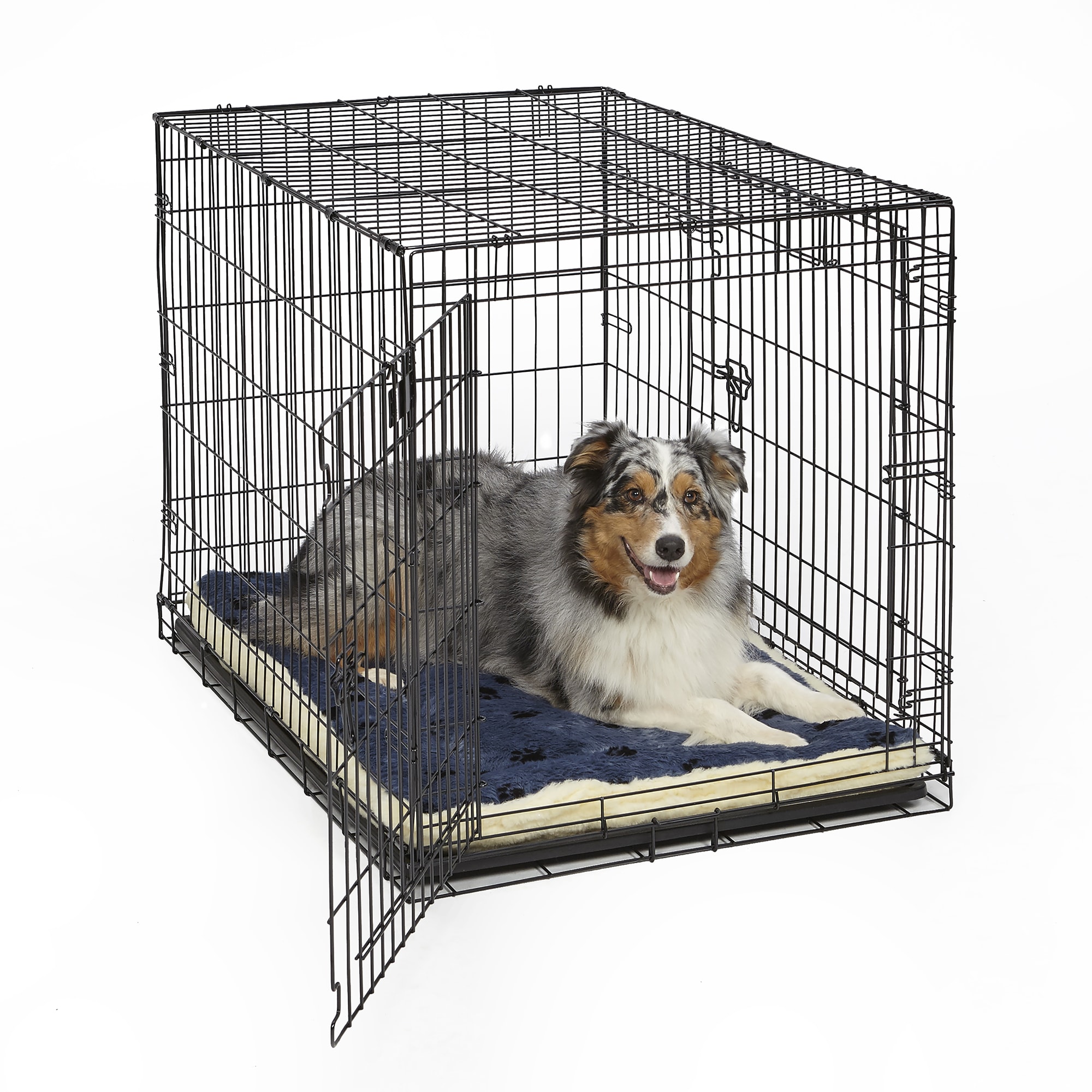 MIDWEST Quiet Time Reversible Paw Print Bed for Dogs， 17.25