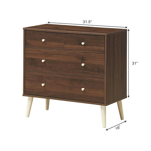 Costway 69432810 4 Drawer Dresser Cabinet Storage ...