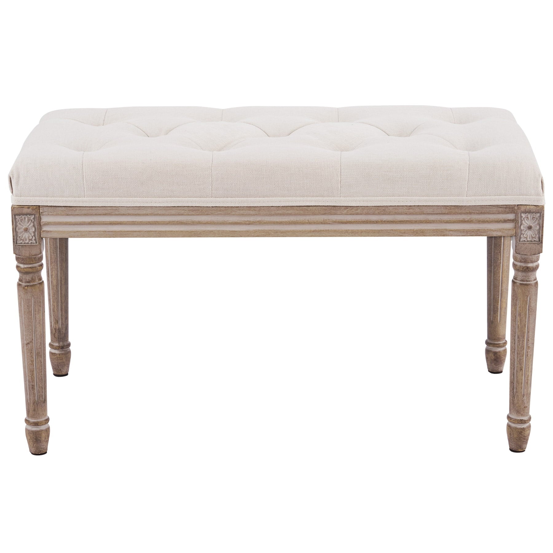 Upholstered Entryway Bench with Rubber Wood Legs for Dining Room Bedroom More