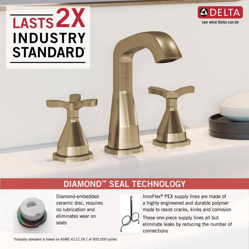 Delta Stryke 8 in Widespread 2Handle Bathroom Faucet in Champagne Bronze