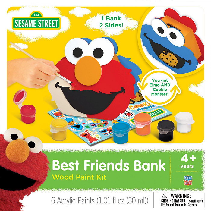 MasterPieces Puzzles Works of Ahhh Craft Set Sesame Street Best Friends Bank Wood Paint Kit