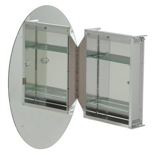 Croydex 21 in. W x 31 in. H Frameless Aluminum Surface-Mount Bathroom Medicine Cabinet with Easy Hang System WC101569YW