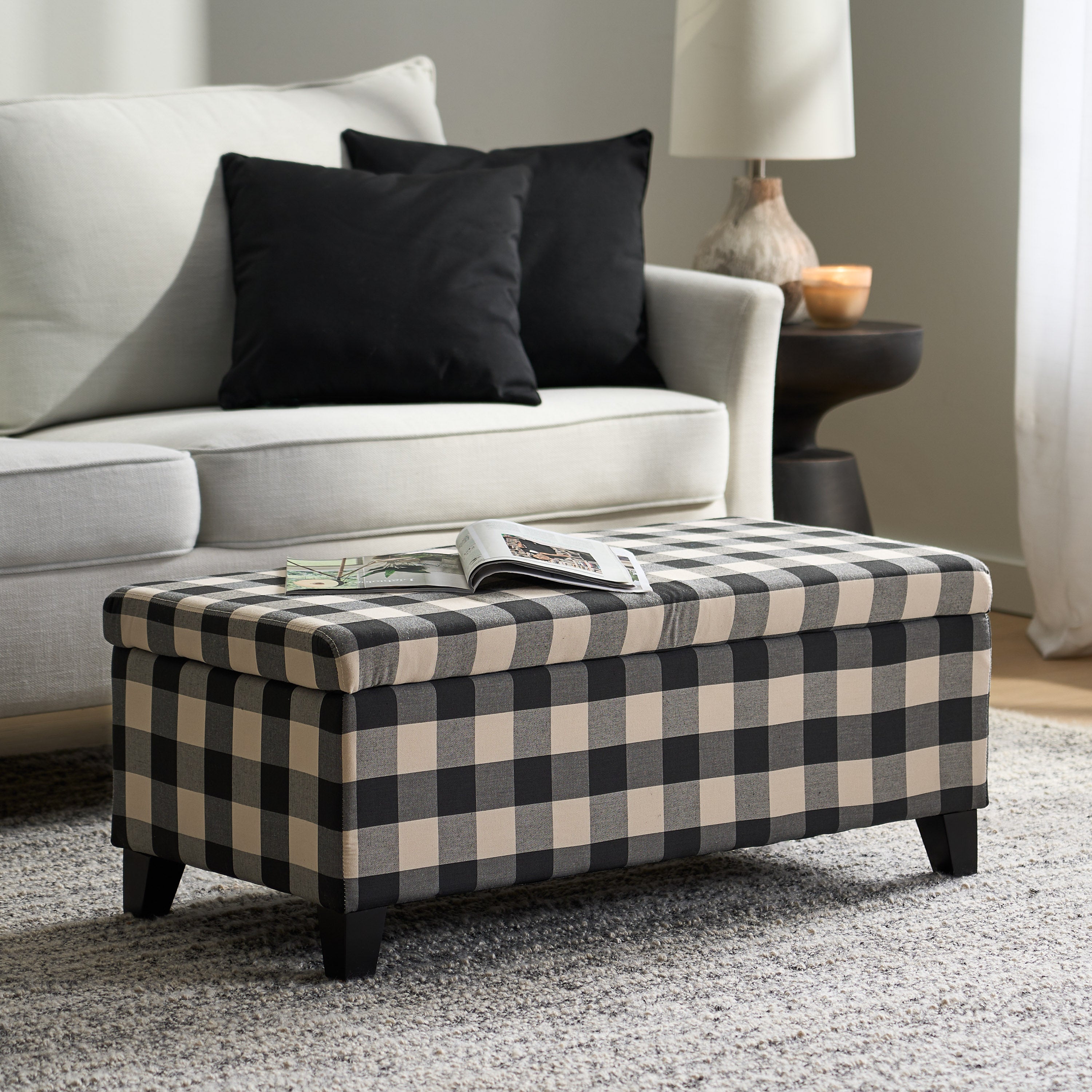 Brianna Rectangle Fabric Storage Ottoman Bench