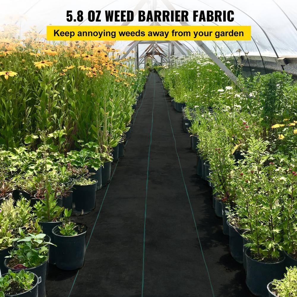 VEVOR 3 ft. x 300 ft. Weed Barrier 5.8 oz. Heavy-Duty PP Material Weed Barrier Landscape Fabric Ground Cover for Garden Black FCBY33005.8OZ8WBLV0