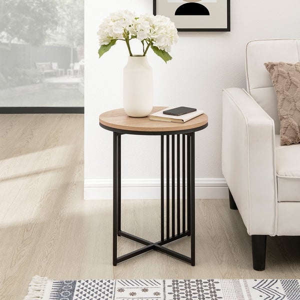 Middlebrook Metal-Slat Round Side Table