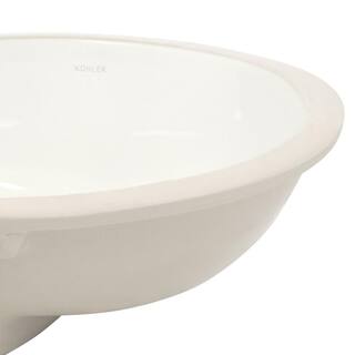 KOHLER Caxton Vitreous China Undermount Bathroom Sink in White with Overflow Drain K-2210-0