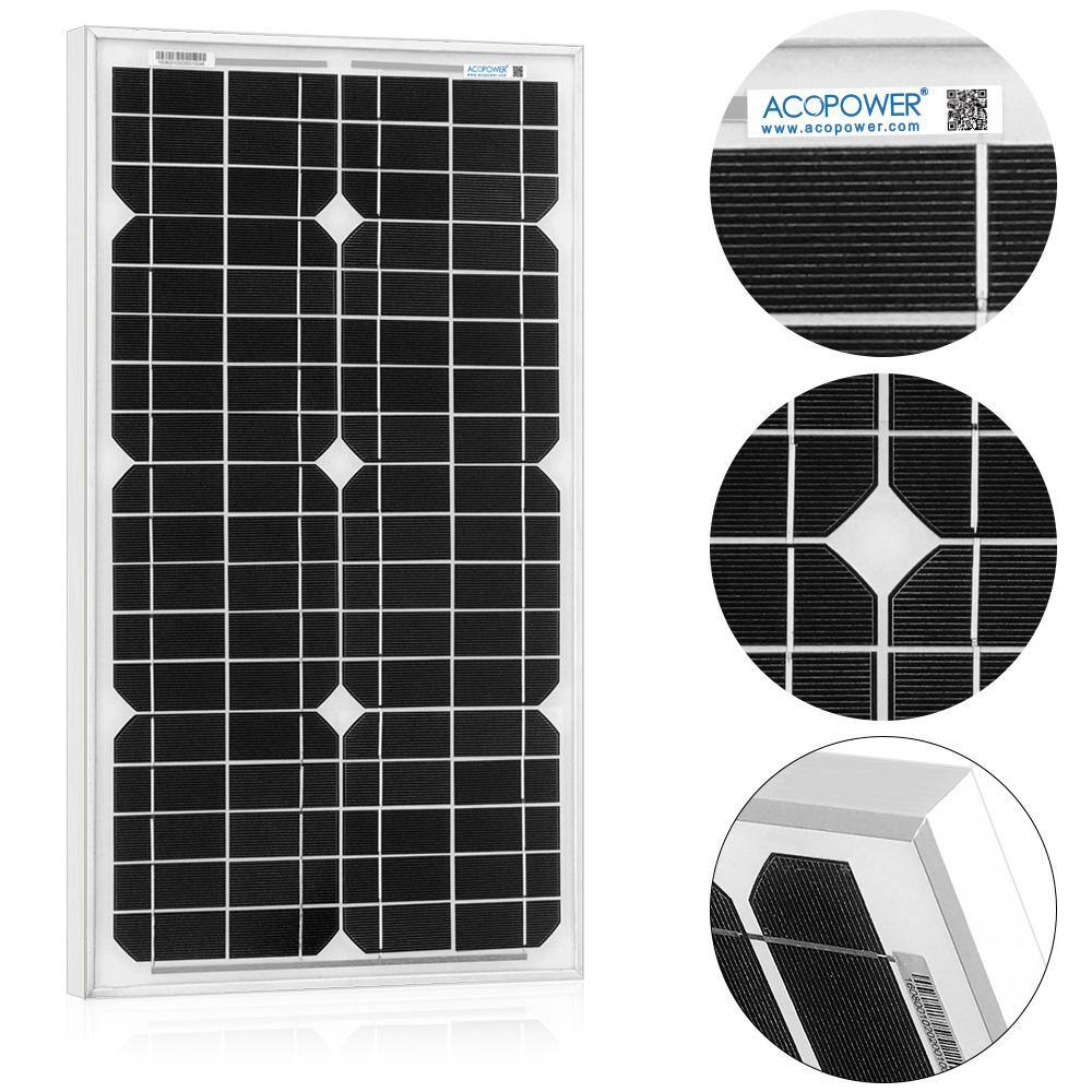 ACOPower 30-Watt 12-Volt Mono Solar Panel Compatible with Portable Chest Fridge Freezer Cooler HY030-12M