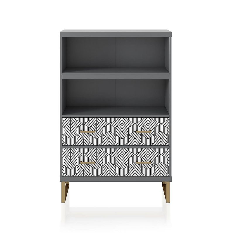 CosmoLiving Scarlett Geometric 2-Shelf Bookcase