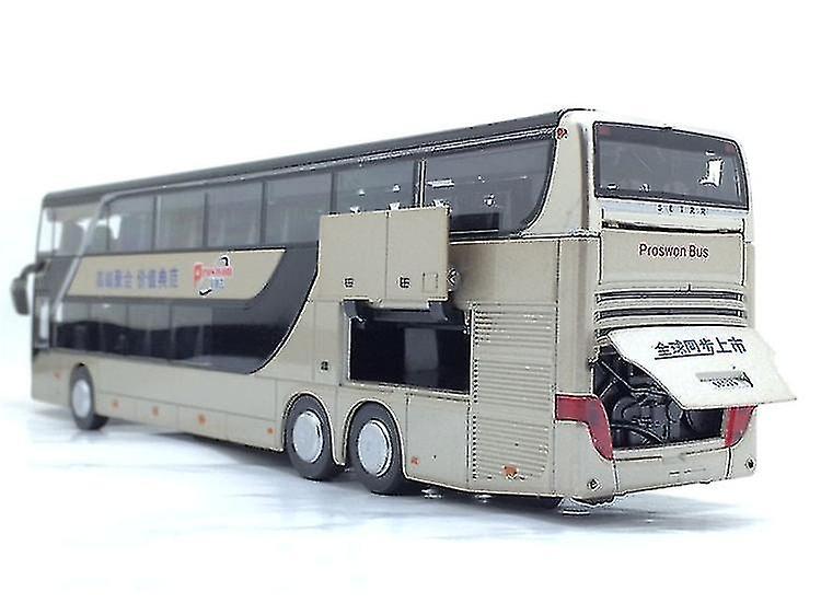 Alloy Pull Back Bus Model High Imitation Double Sightseeing Flash Toy Vehicle Gold