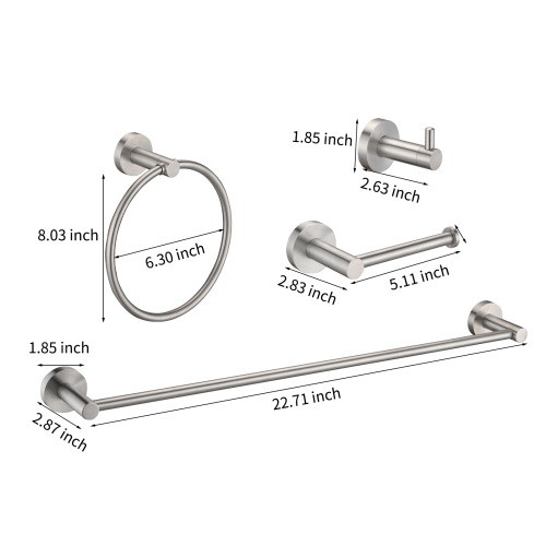 Brushed Nickel Bathroom Hardware Accessories 4 Pie...