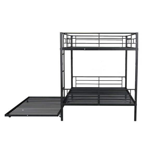 Full XL over Queen Metal Bunk Bed with Trundle  Wh...