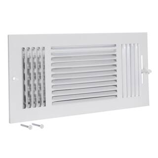 EZ-FLO 14 in. x 6 in. 3-Way Steel WallCeiling Register White 61616