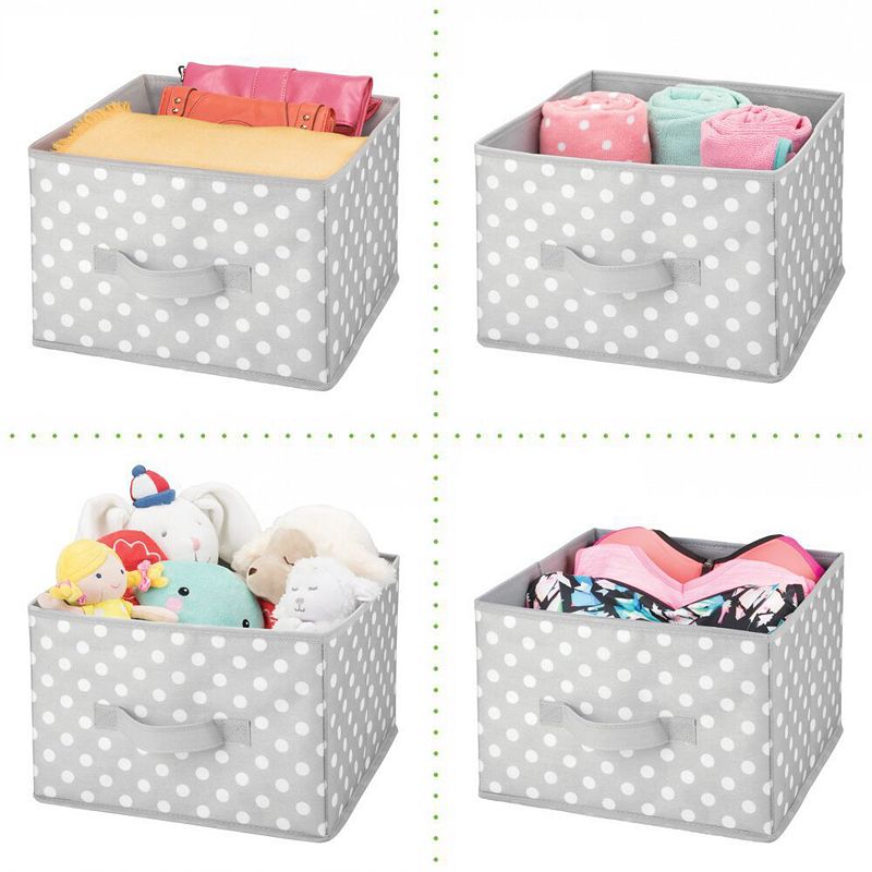 mDesign Kids Polka Dot Fabric Closet Storage Organizer Cube Bin - 4 Pack