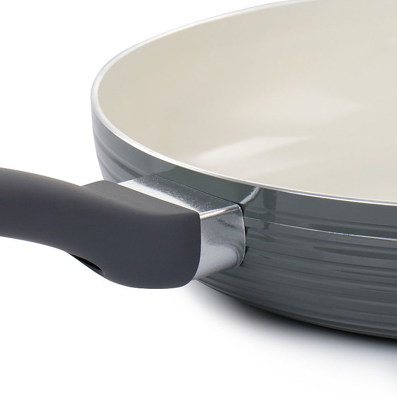 Oster Cocina Ridge Valley 12 Inch Aluminum Nonstick Frying Pan in Grey