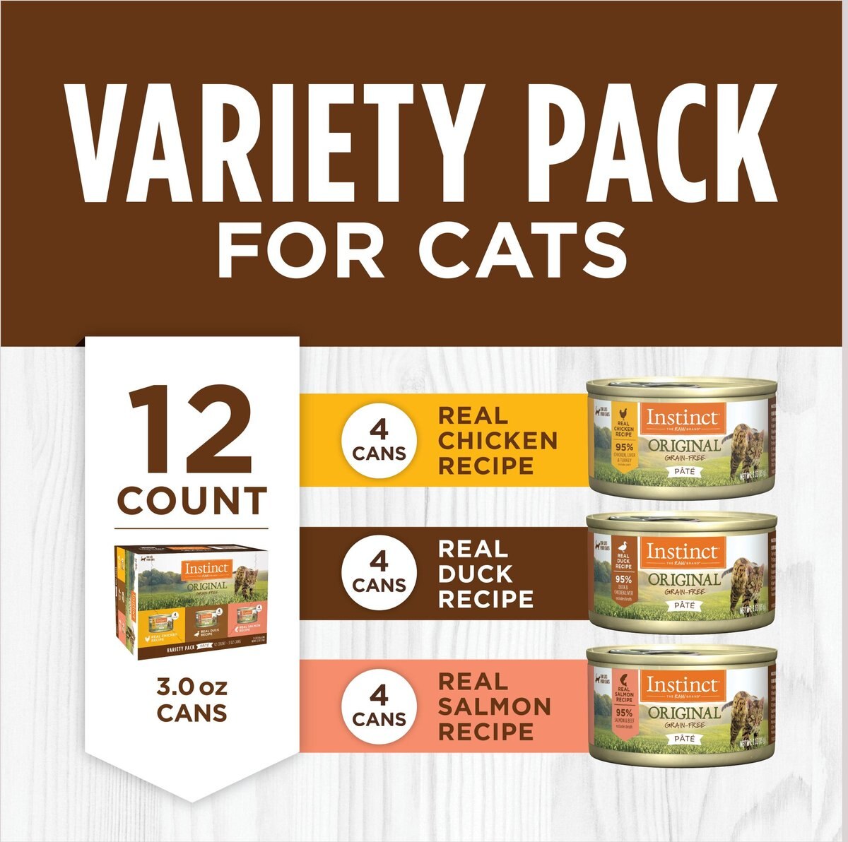 Instinct Original Grain-Free Pate Recipe Variety Pack Wet Canned Cat Food