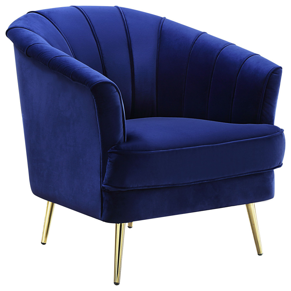 ACME Eivor Chair  Blue Velvet   Midcentury   Armchairs And Accent Chairs   by Acme Furniture  Houzz