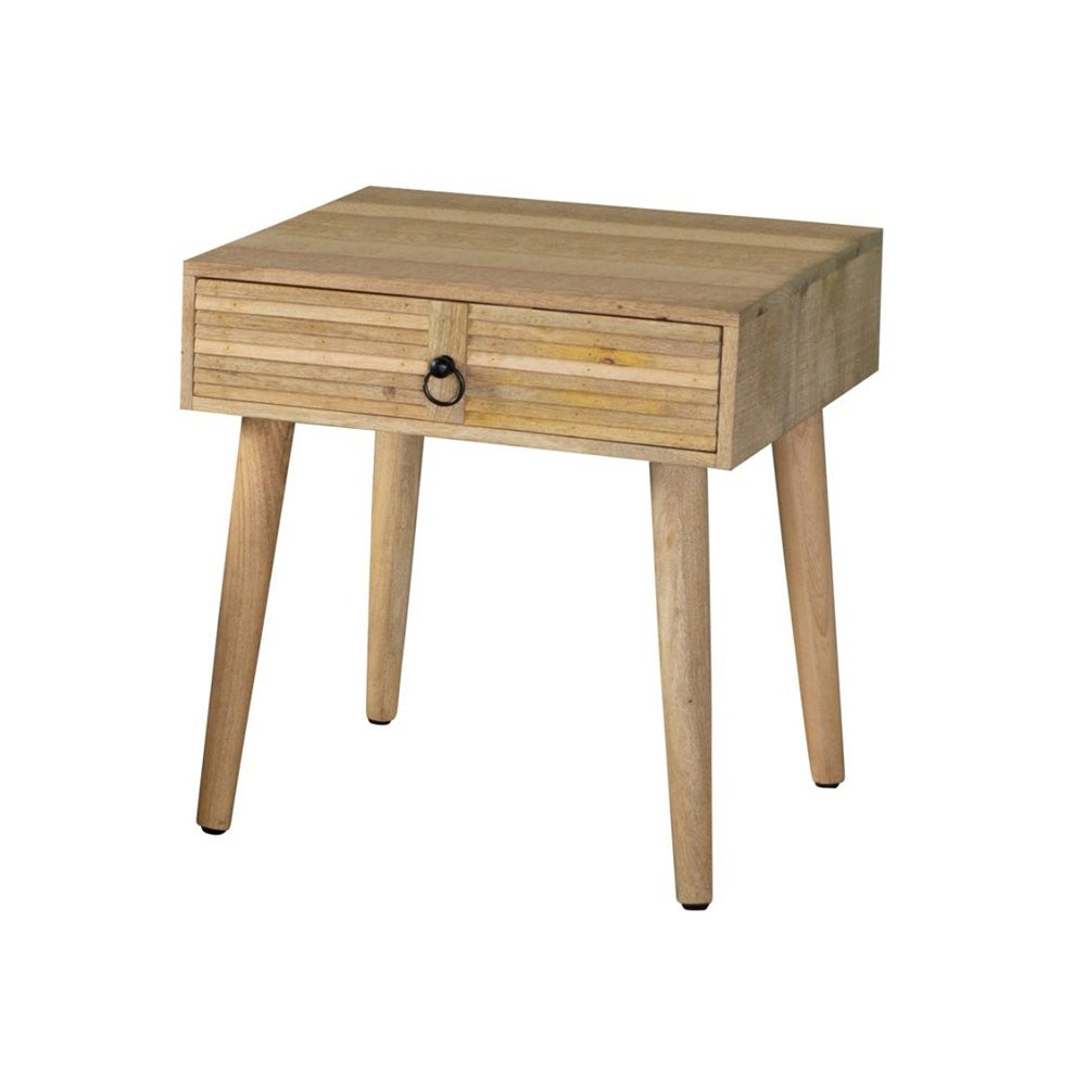 1 Drawer Wood End Table with Tapered Legs in Natural Finish