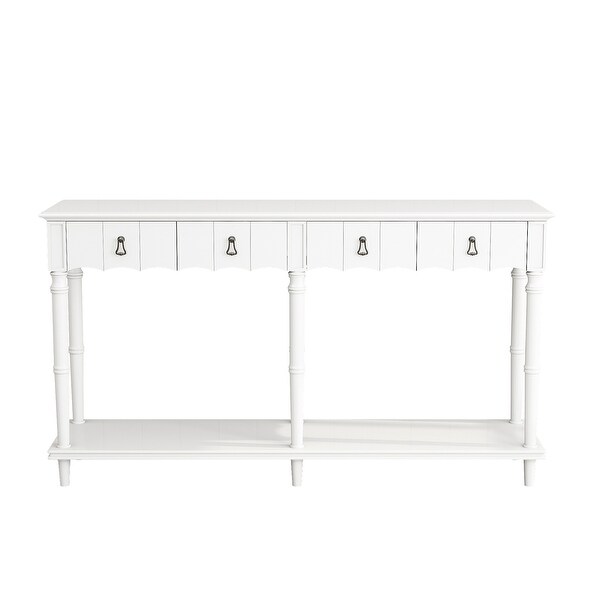 Country Console Table with 4 Front Facing Storage Drawers and 1 Shelf