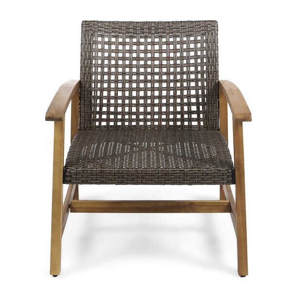 Hampton Outdoor Wood/Wicker Club Chair (Set of 2) by Christopher Knight Home