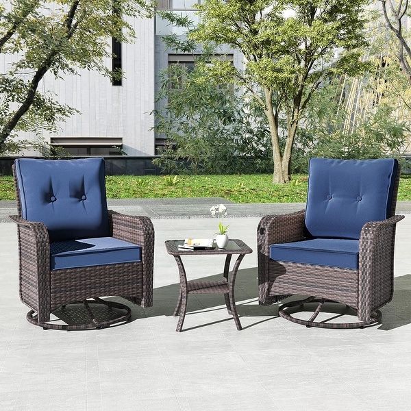 Kullavik 3 Pieces Patio Furniture Set，Outdoor Swivel Rocking Chairs