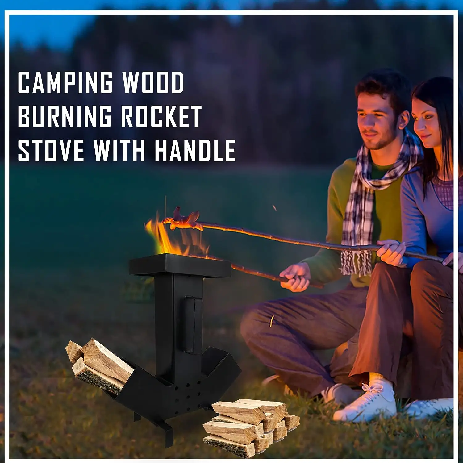 Camping Rocket Stove Split Self Feeding Camping Stove With Removable Top  For Outdoor Cooking  Camping  Hunting  Picnic