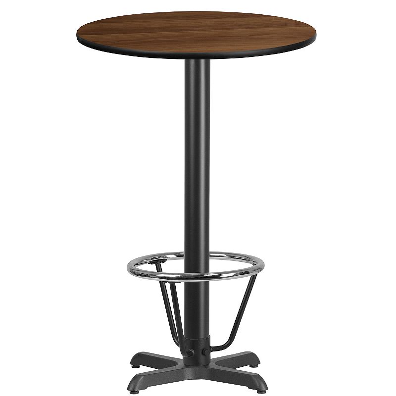 Emma and Oliver 24RD Black Laminate Bar Table Top-22x22 Base/Foot Ring