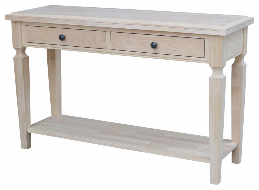 Classic Console Table  Carved Legs With Bottom Shelf  ampLarge Drawers  Unfinished   Transitional   Console Tables   by Decor Love  Houzz